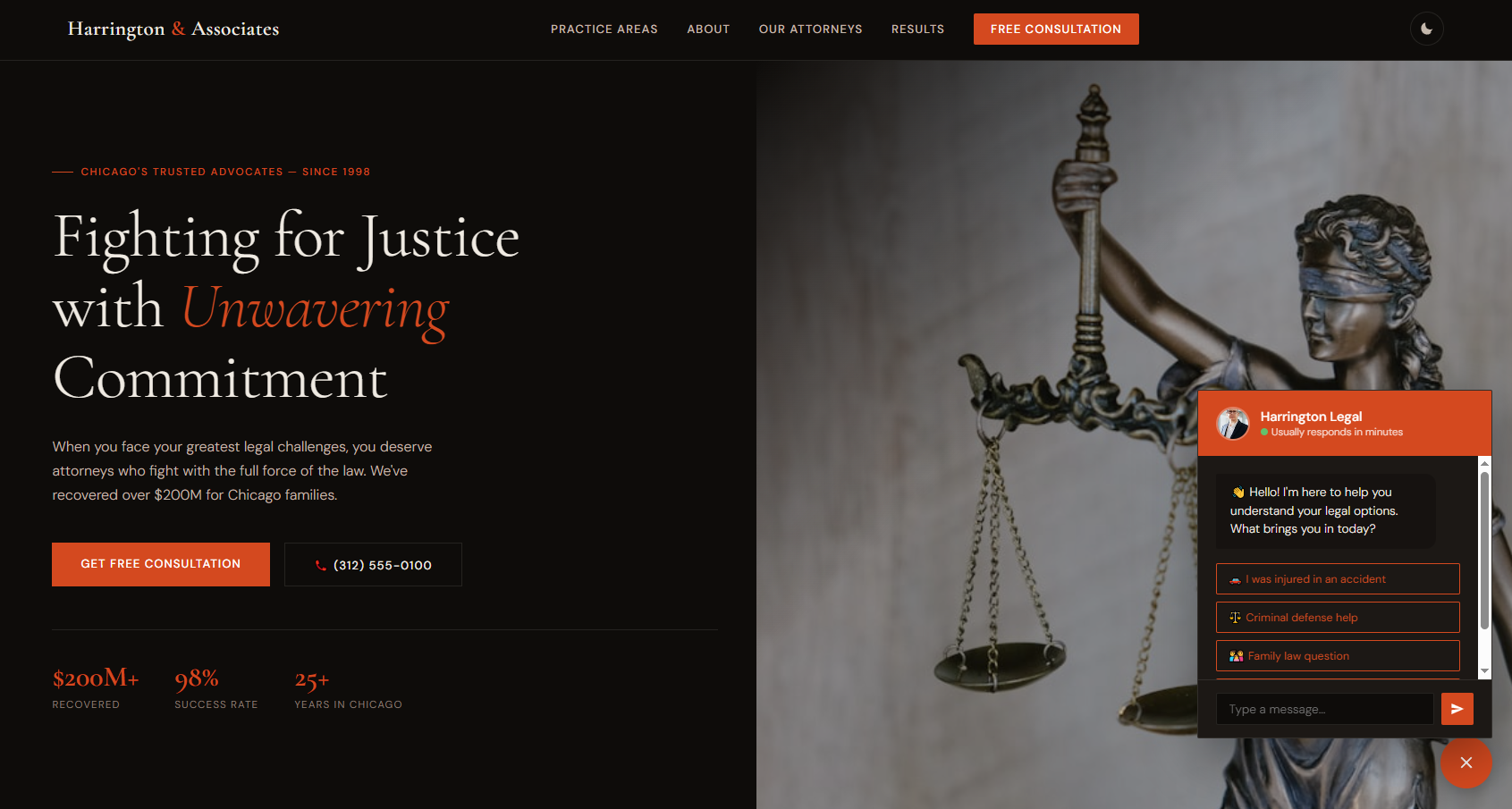 Screenshot of Harrington & Associates site